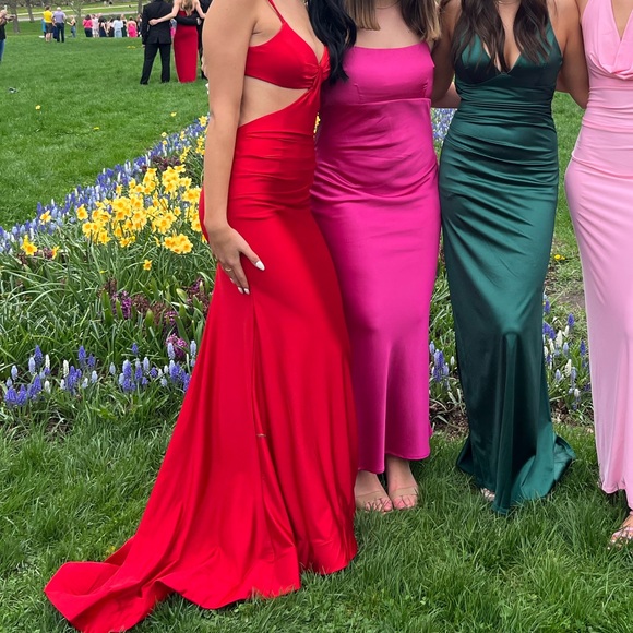 Red Cutout Prom Dress - Picture 2 of 4